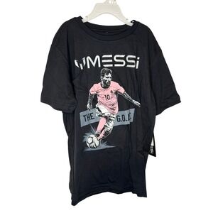 MESSI‎ Collection Kids T Shirt Black Soccer GOAT Graphic Tee Size M (10/12)